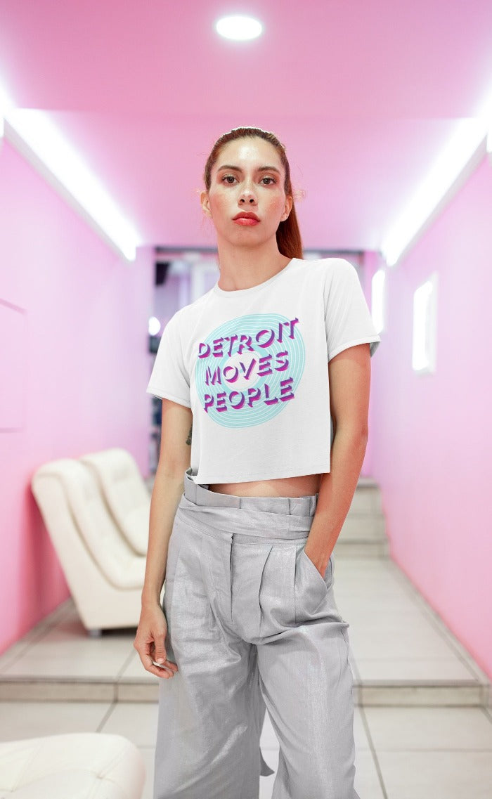 Ink Detroit - Detroit Moves People Crop T-Shirt - White