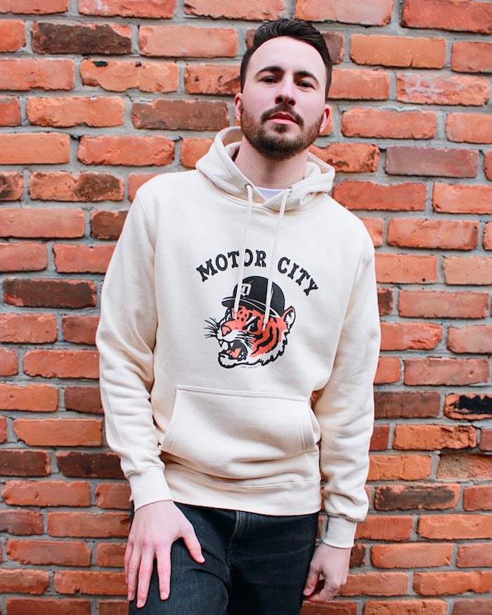 Motor City Kitty Unisex Pullover Hoodie - Natural