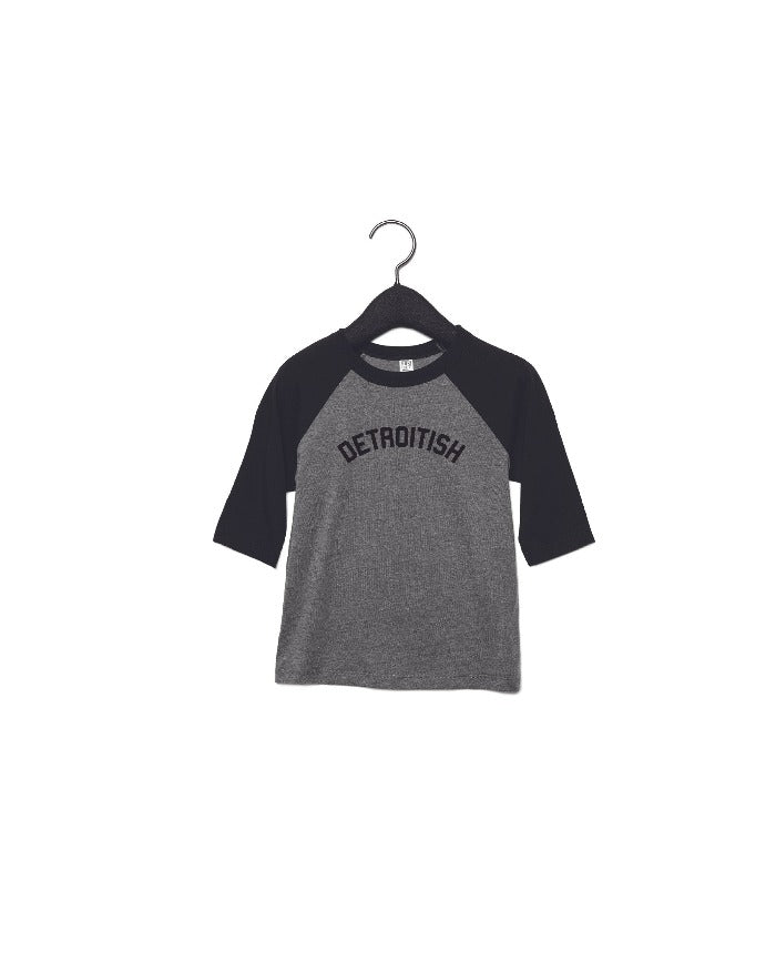Ink Detroit Detroitish Toddler 3/4 Sleeve Baseball T-Shirt - Grey & Black - Ink Detroit
