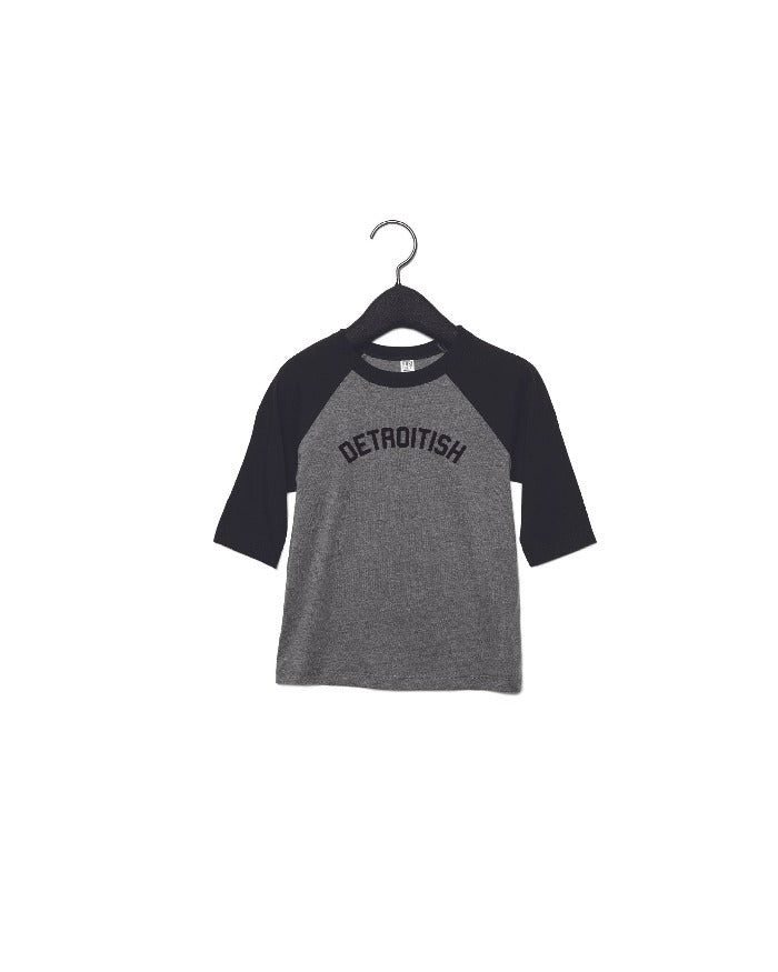 Ink Detroit Detroitish Toddler 3/4 Sleeve Baseball T-Shirt - Grey and Black