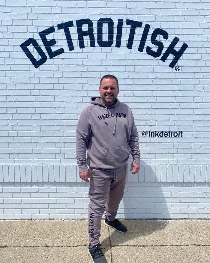 Ink Detroit Hazel Park Mineral Wash Hoodie - Zinc - Ink Detroit