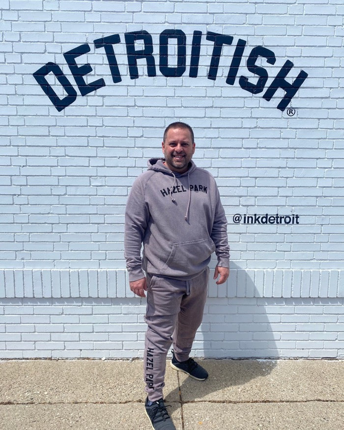 Ink Detroit Hazel Park Mineral Wash Hoodie -  Zinc