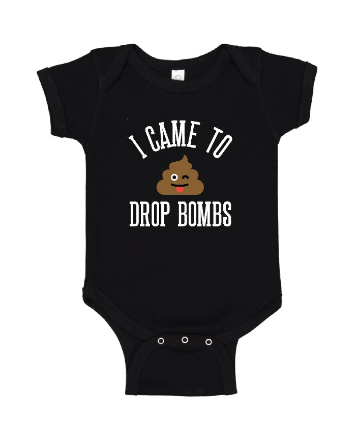Graphic Tees "I CAME TO DROP BOMBS" Baby Onesie - Black