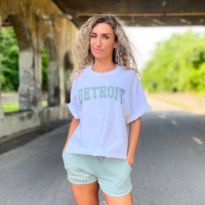 Ink Detroit Matching crop jogger set sage