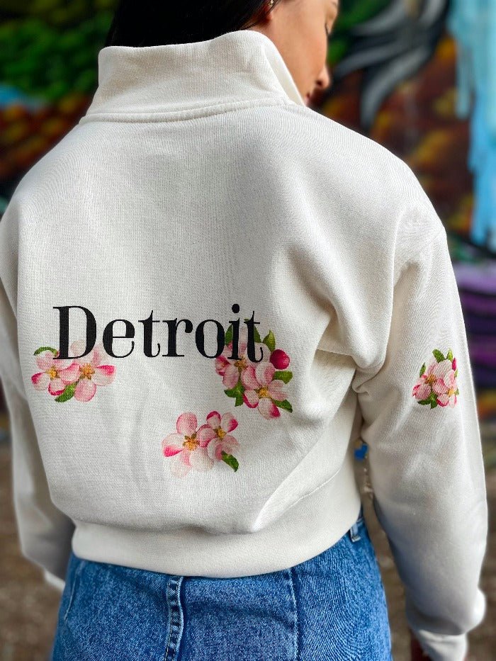 Ink Detroit Apple Blossom 1/2 Zip Crop sweatshirt - Ink Detroit
