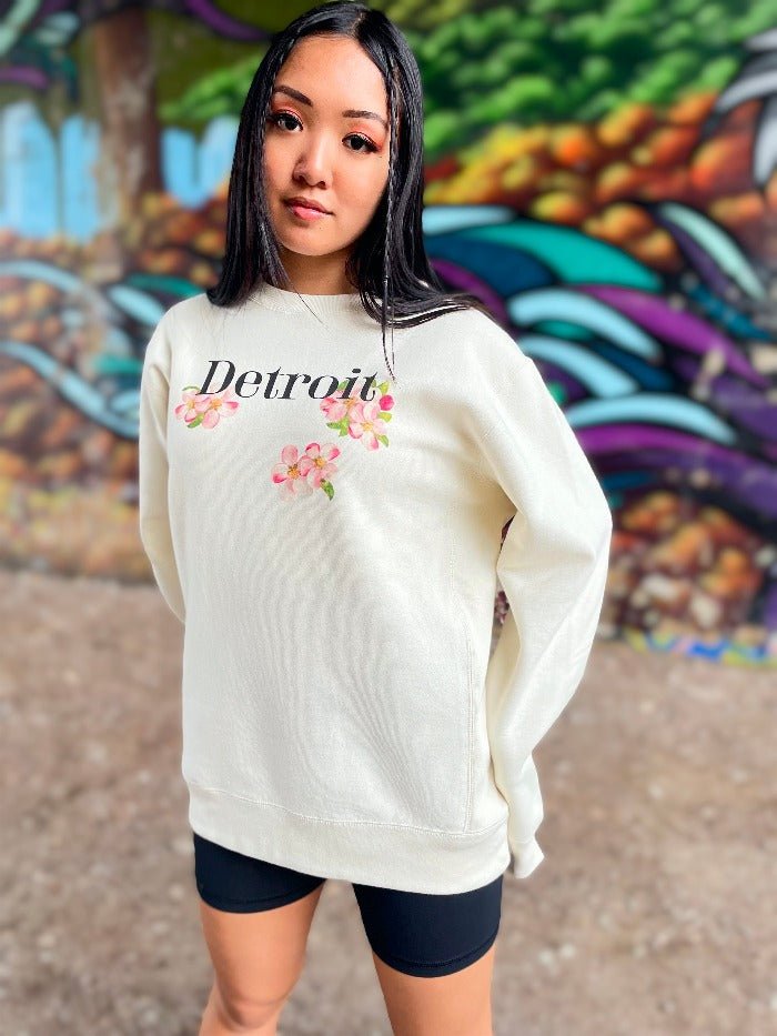 Ink Detroit - Detroit Apple Blossom - Crewneck Sweatshirt - Natural - Ink Detroit