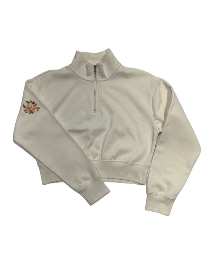 Detroit Apple Blossom 1/2 zip crop sweatshirt