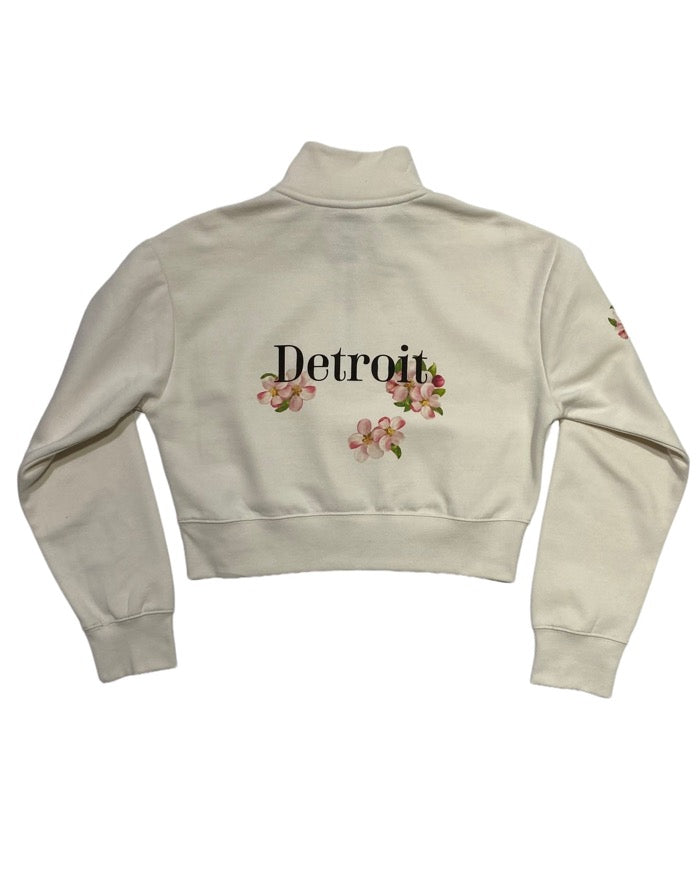 Detroit Apple Blossom 1/2 Zip Crop sweatshirt back side