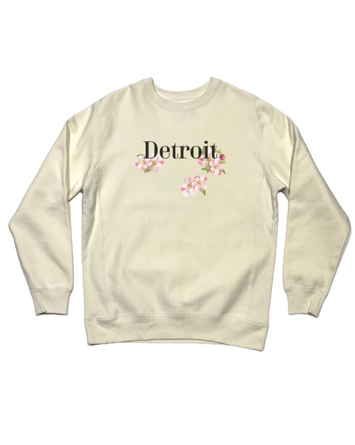 Ink Detroit - Detroit Apple Blossom - Crewneck Sweatshirt - Natural - Ink Detroit