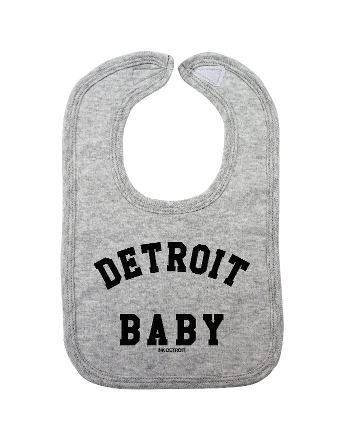 Ink Detroit Baby Bib - Heather Grey