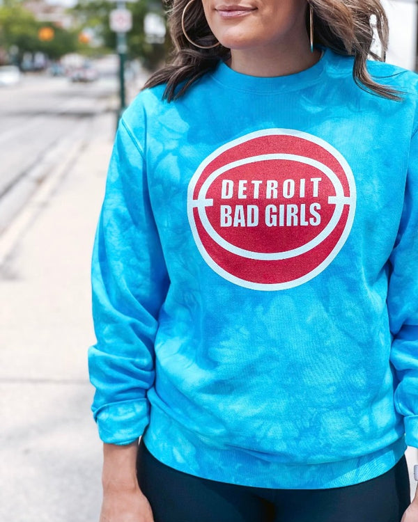 Ink Detroit Bad Girls Blue Tie Dye Crewneck Sweatshirt