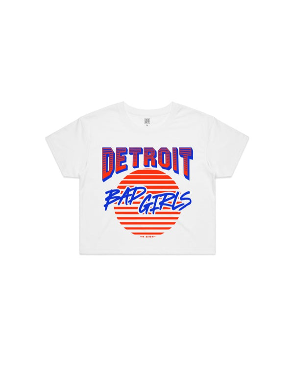 Ink Detroit Bad Girls Red White and Blue Crop T-Shirt