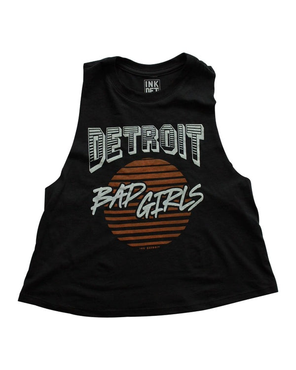Ink Detroit Bad Girls Racerback Crop Tank - Black
