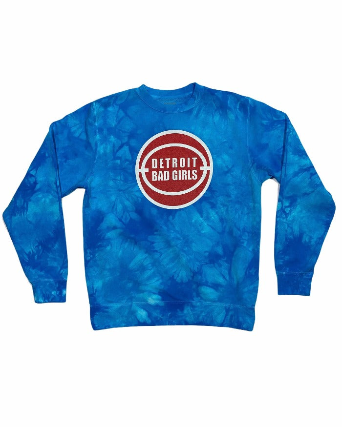 Ink Detroit Bad Girls Blue Tie Dye Crewneck Sweatshirt