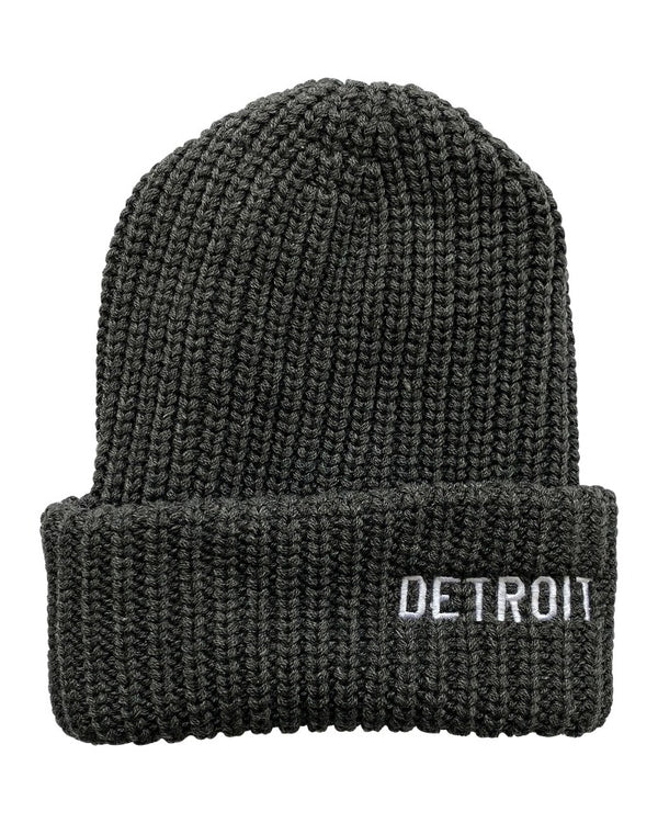 Ink Detroit Basic Detroit Lumberjack Knit Beanie with Cuff - Charcoal Grey