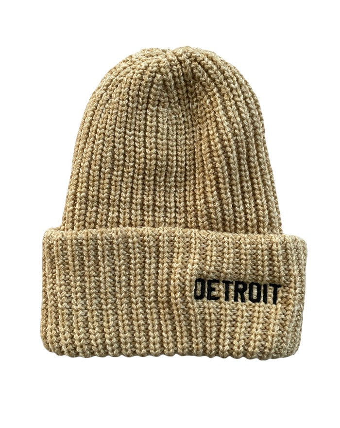 Ink Detroit Basic Detroit Lumberjack Knit Beanie with Cuff - Chino