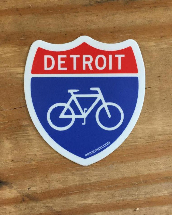 Ink Detroit Bike Highway Vinyl Die Cut Sticker