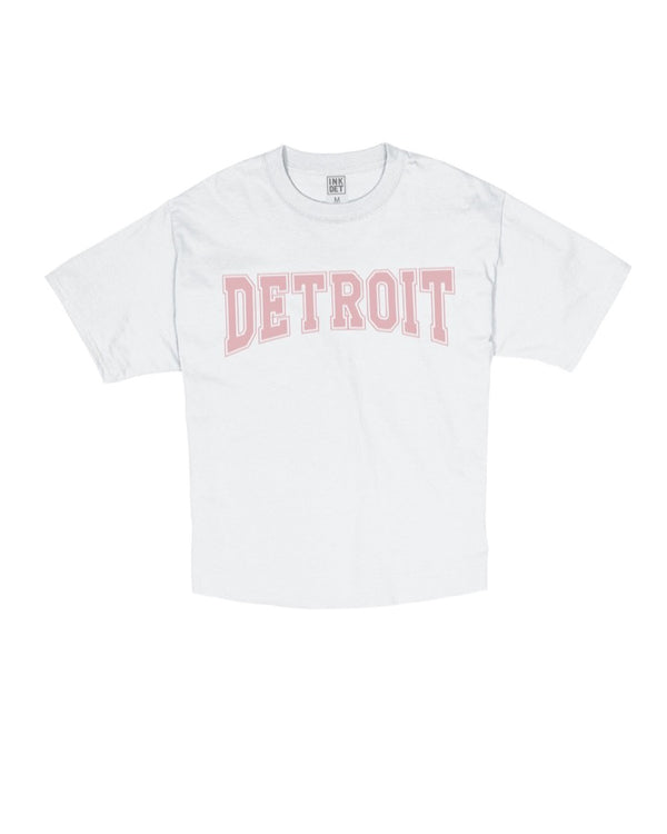  Detroit Michigan DET Varsity Style Pink with White