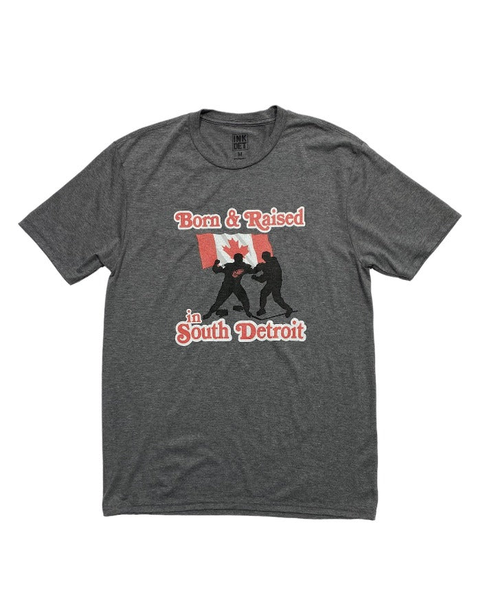 Ink Detroit - Born & Raised in South Detroit T-Shirt - Heather Grey - Ink Detroit