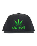Ink Detroit Cannabis Flat Bill Puff Print Snap Back Hat - Black / Green - Ink Detroit