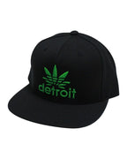 Ink Detroit Cannabis Flat Bill Puff Print Snap Back Hat - Black / Green - Ink Detroit
