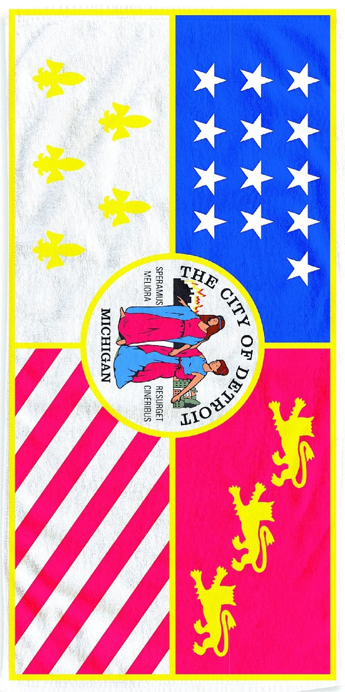 Ink Detroit City Flag Beach Towel