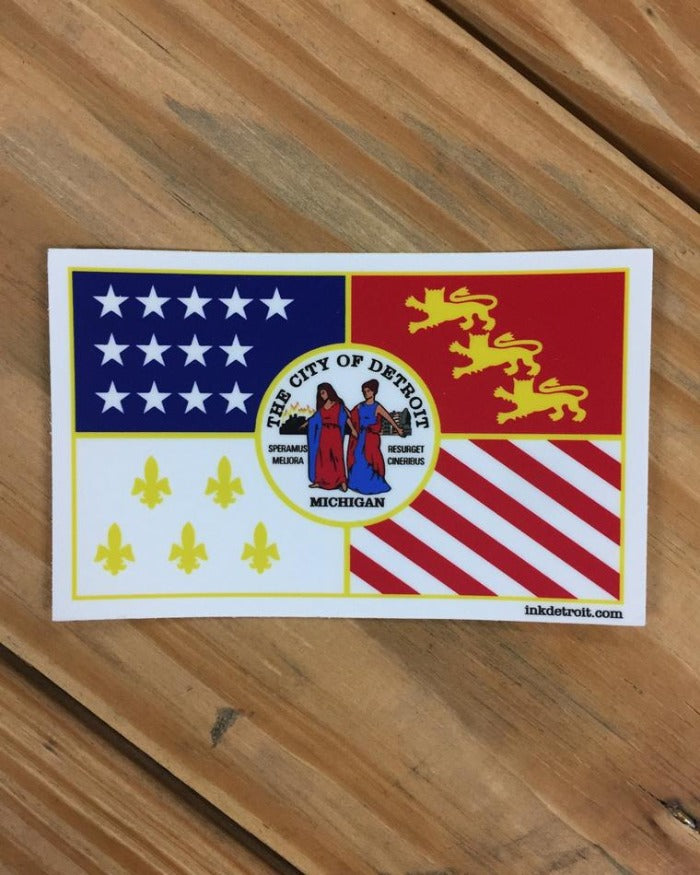 Ink Detroit Sticker City Flag Vinyl Die Cut 