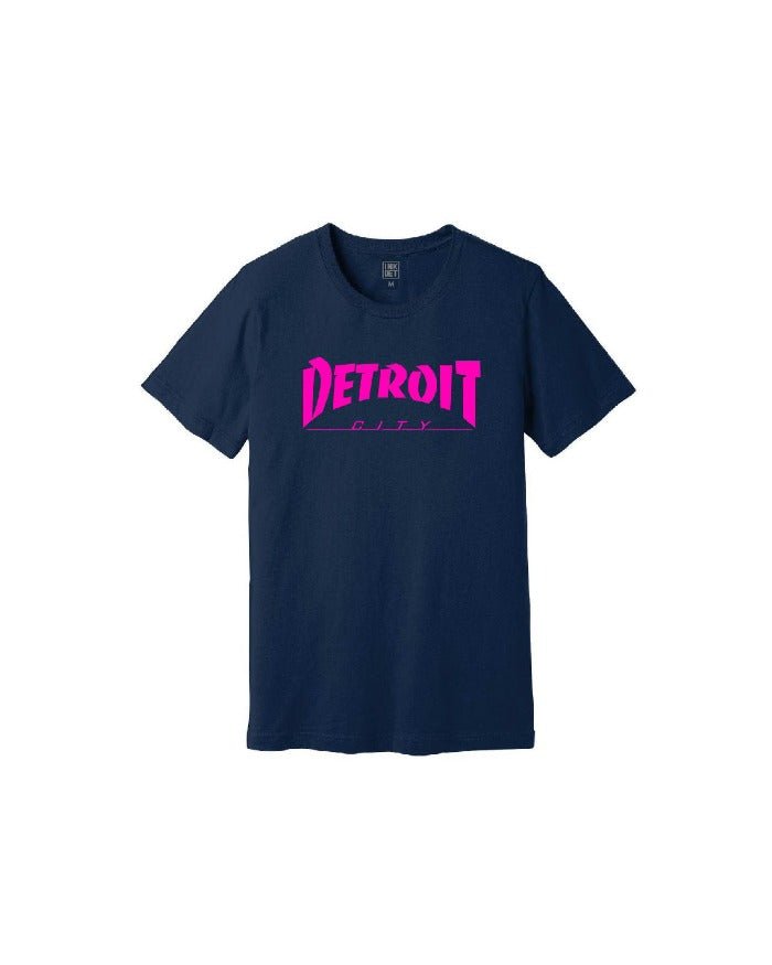 Ink Detroit City Youth T-Shirt - Navy & Pink - Ink Detroit