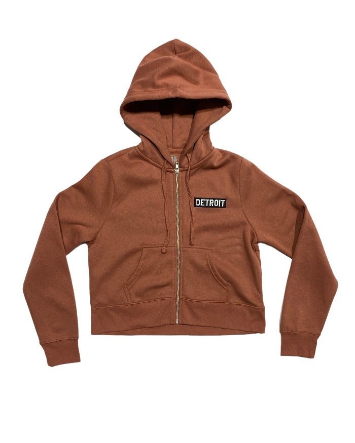Ink Detroit- Crop Zip Up Hoodie - Desert Rose - Ink Detroit