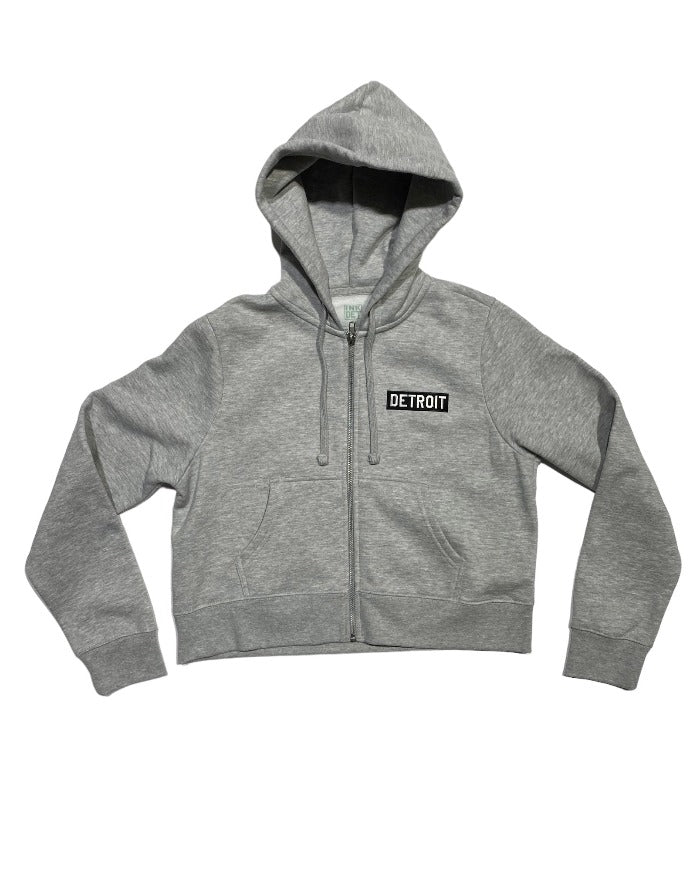 Ink Detroit- Crop Zip Up Hoodie - Heather Grey - Ink Detroit
