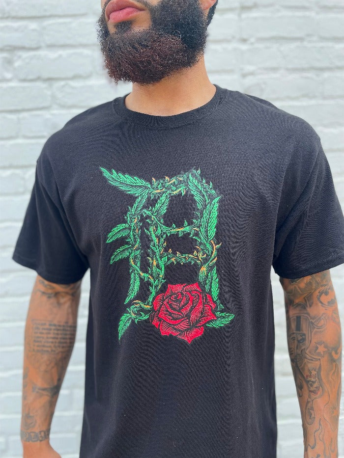 Ink Detroit - Old English D Rose - T-Shirt - Black