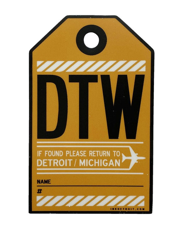 Ink Detroit DTW Luggage Tag Vinyl Die Cut Sticker