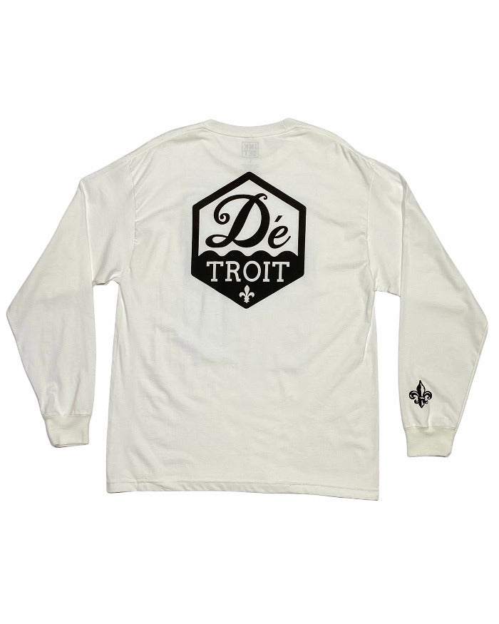 Ink Detroit Day-twah Long Sleeve T-Shirt - White