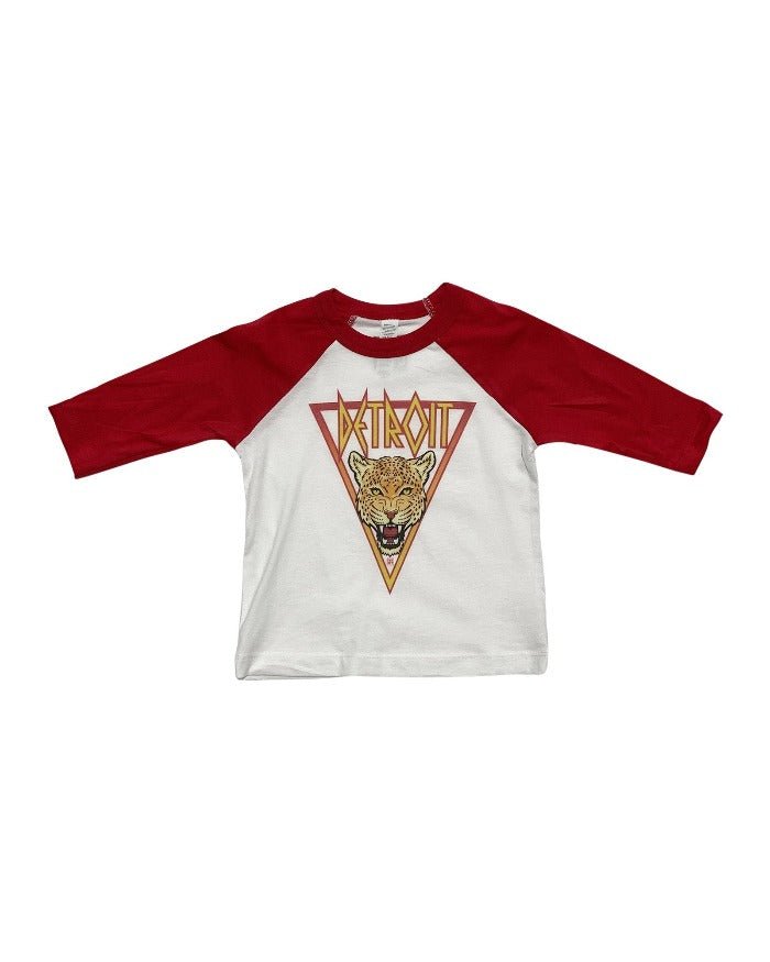 Ink Detroit DET Leopard Toddler 3/4 Sleeve Baseball T-Shirt - Ink Detroit