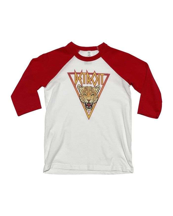 Ink Detroit Det Leopard Youth 3/4 Sleeve Baseball T-Shirt