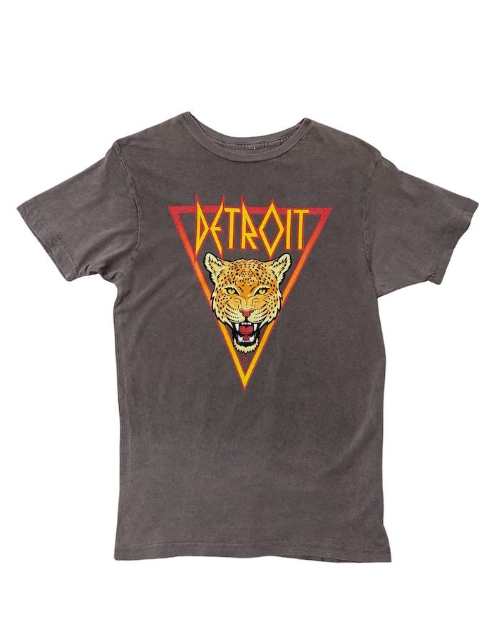 Ink Detroit DET Leopard Mineral Wash T-Shirt - Grey - Ink Detroit