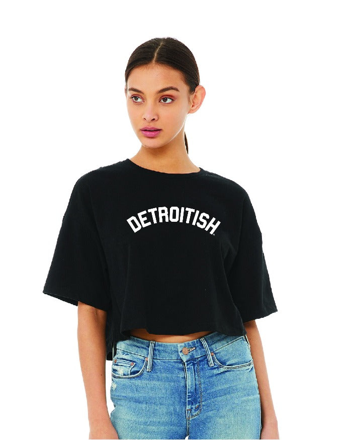 Ink Detroit Detroitish Boxy Women's Crop T-Shirt - Black