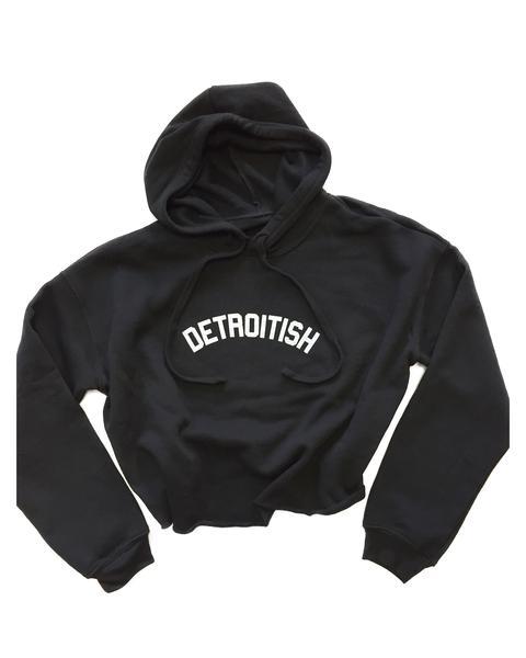 Ink Detroit Detroitish Fleece Crop Hoodie - Black