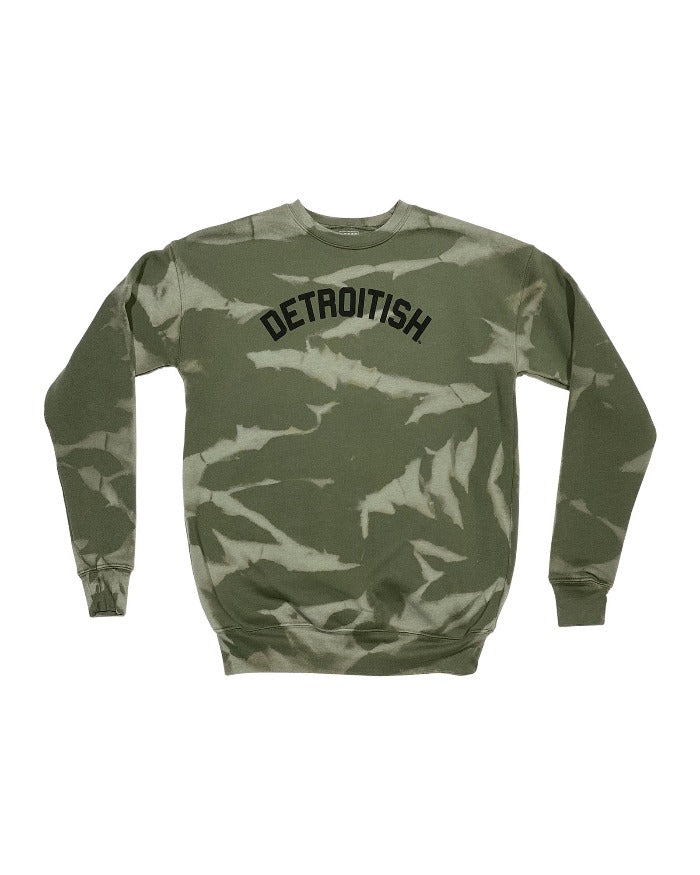Ink Detroit Detroitish Limited Edition Reverse Dye Military Green Crewneck Sweatshirt
