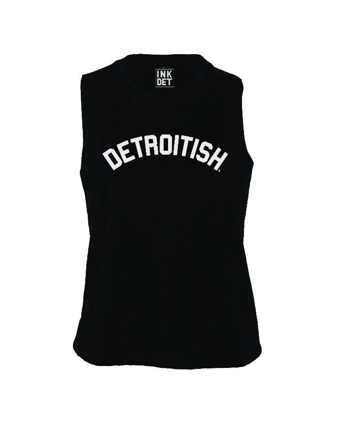 Ink Detroit Detroitish Racerback Crop Tank Top - Black - Ink Detroit