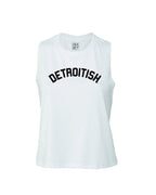 Ink Detroit Detroitish Racerback Crop Tank Top - White - Ink Detroit