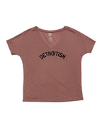 Ink Detroit Detroitish Women's slouchy v-neck t-shirt - Mauve - Ink Detroit