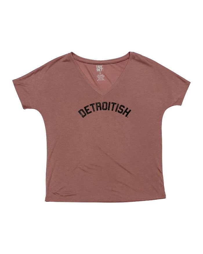Ink Detroit Detroitish Women's slouchy v-neck t-shirt - Mauve - Ink Detroit
