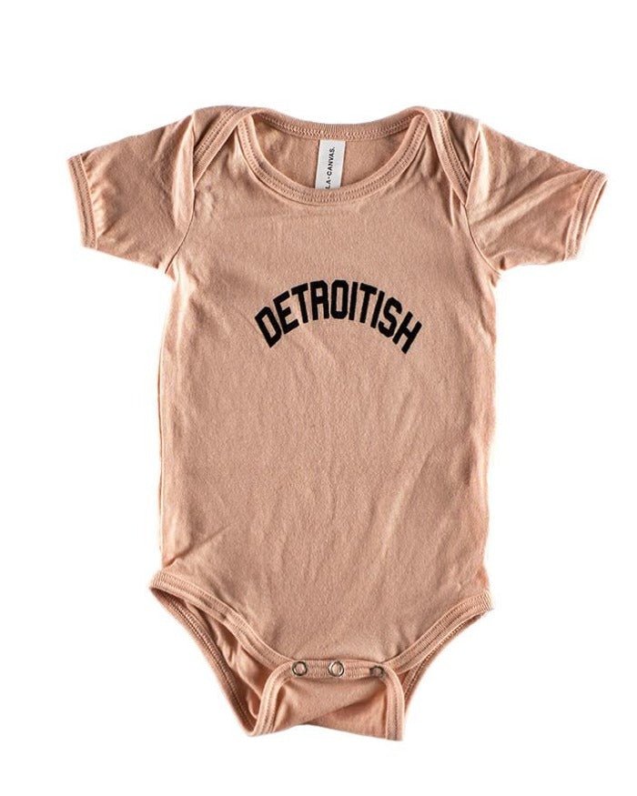 Ink Detroit Detroitish Tri Blend Baby Onesie - Peach - Ink Detroit