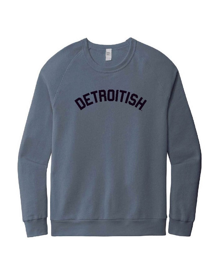 Ink Detroit Detroitish Washed Denim Blue Crewneck Sweatshirt