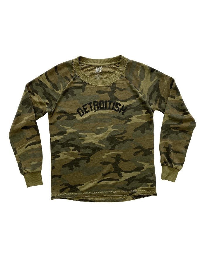 Ink Detroit Detroitish Women's French Terry Sweatshirt - Camouflage - Ink Detroit