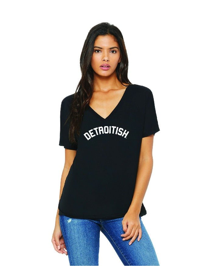 Ink Detroit Detroitish Women's slouchy v-neck t-shirt - Black - Ink Detroit