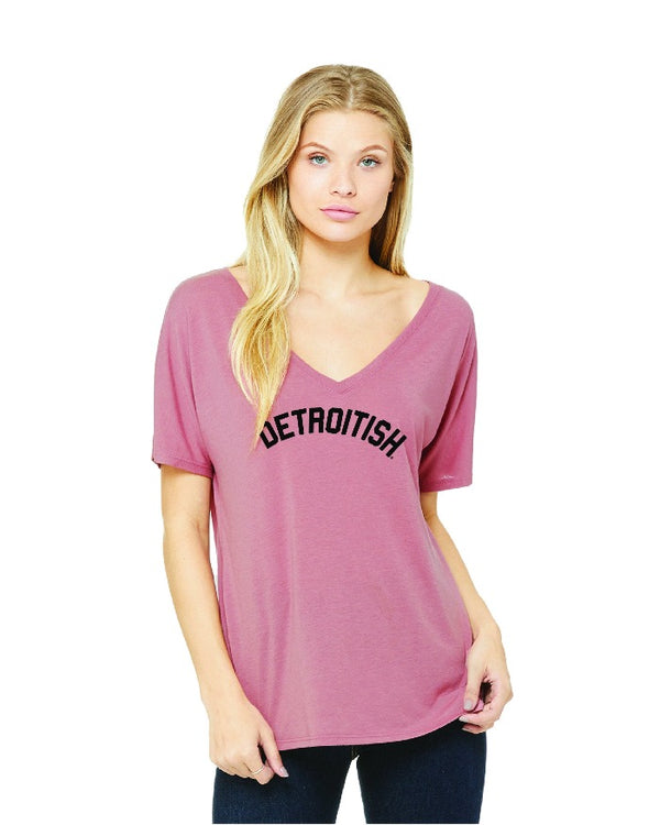Ink Detroit Detroitish Women's slouchy v-neck t-shirt - Mauve