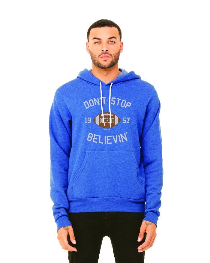 Ink Detroit Don't Stop Believin’ 1957 Hoodie - Heather Royal Blue - Ink Detroit