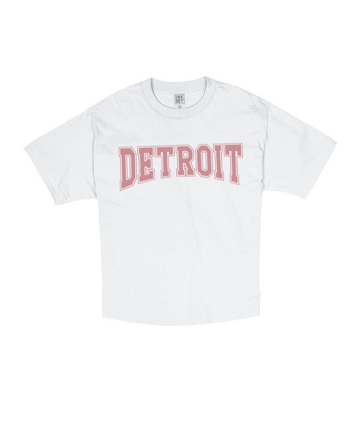Ink Detroit Dusty Rose print oversize crop t-shirt white
